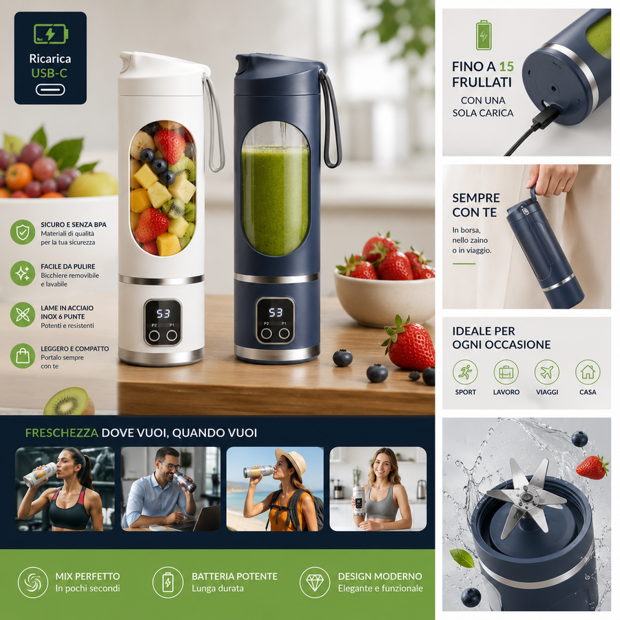 Design compatto del frullatore portatile USB